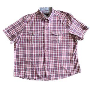 Johnston & Murphy Plaid Shirt XXXL Short Sleeve Button‎ Up Casual Lightweight